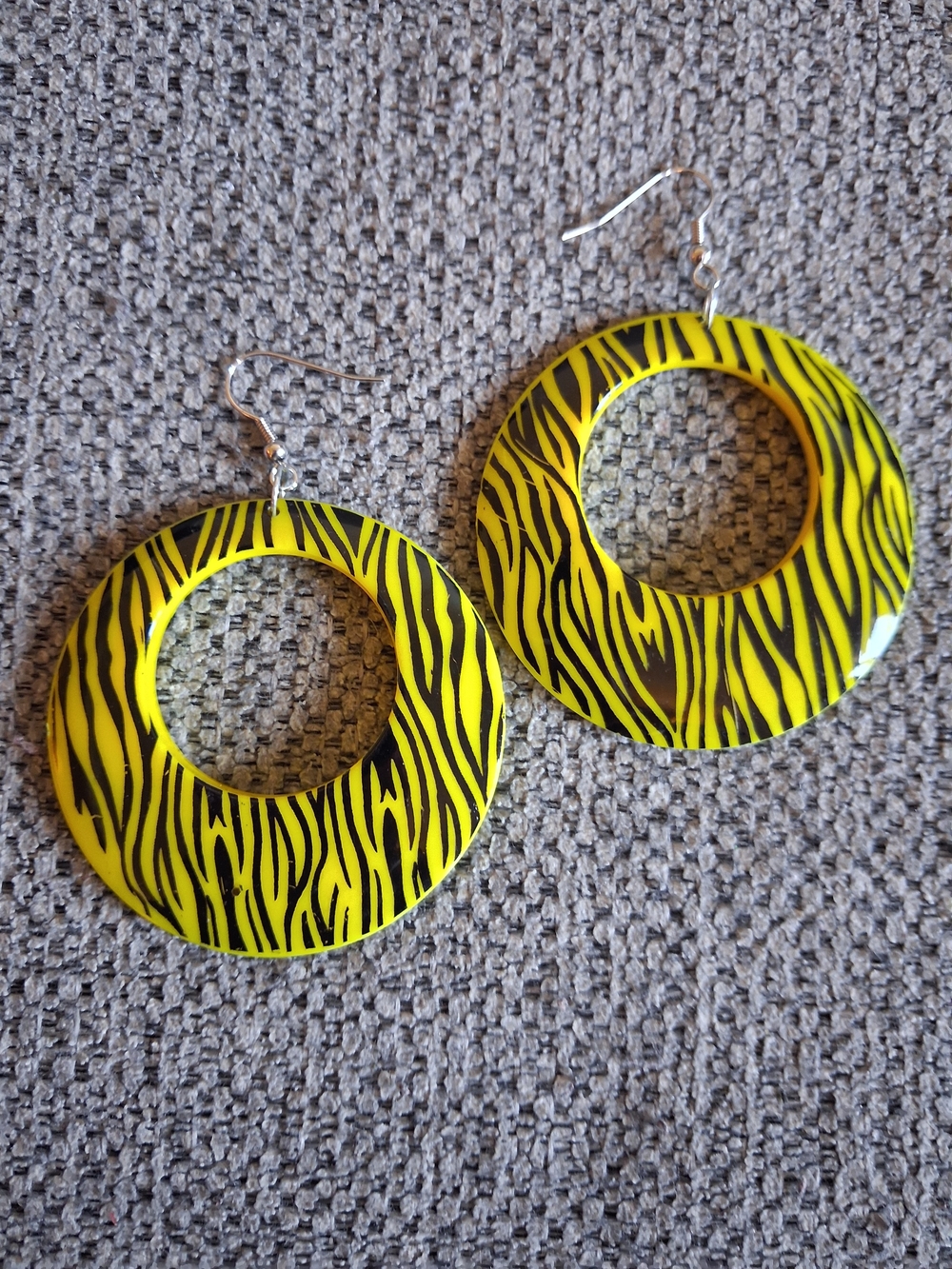 Bold Yellow Tiger Hoop Earrings - Animal Print